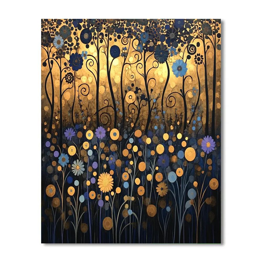 Gustav Klimt Inspired Ornamental Twilight Meadow painting number kit