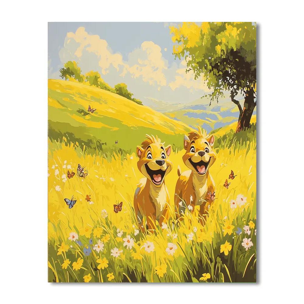 Timon And Pumbaa Meadow Adventure Disney Inspired painting number kit