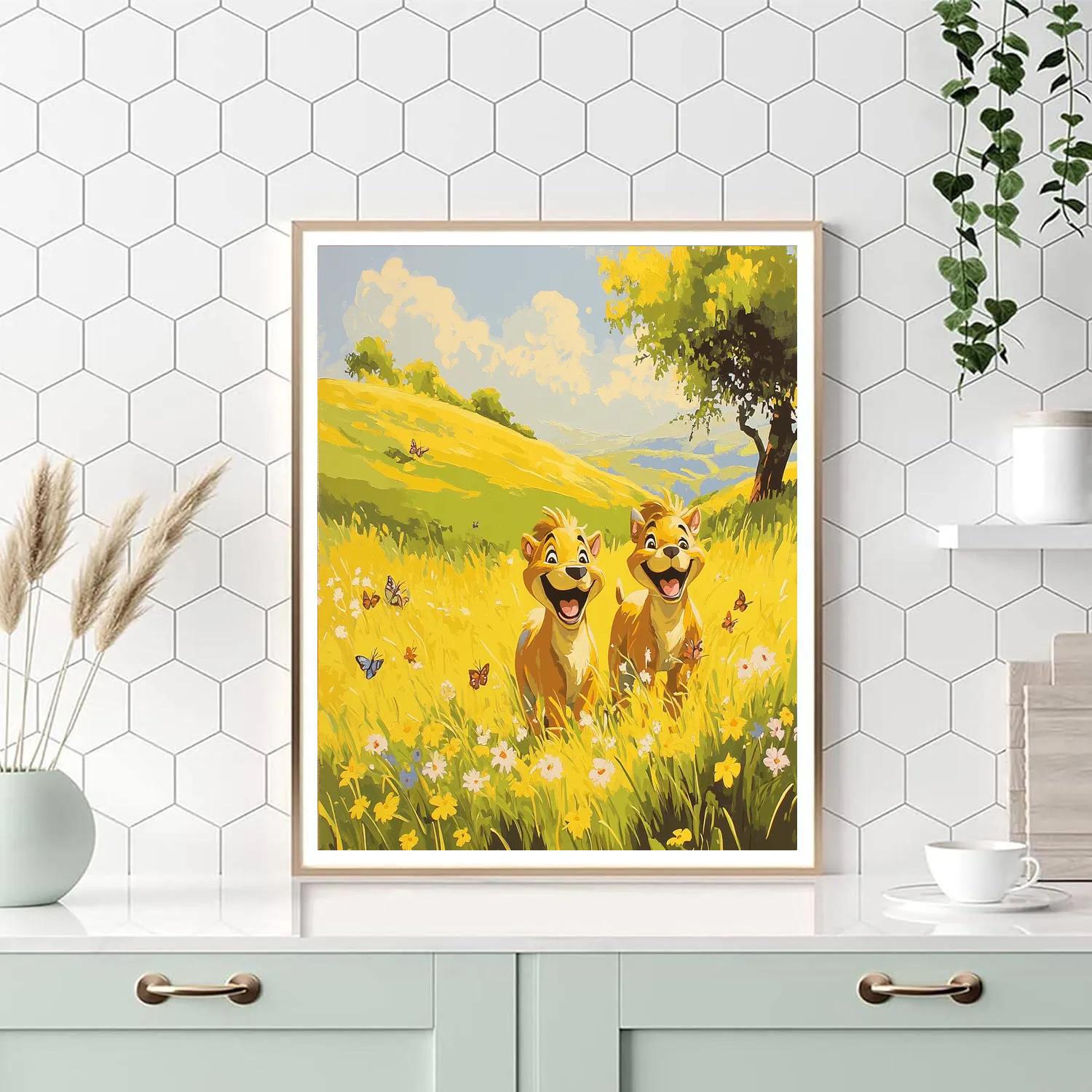 Timon And Pumbaa Meadow Adventure Disney Inspired painting number kit