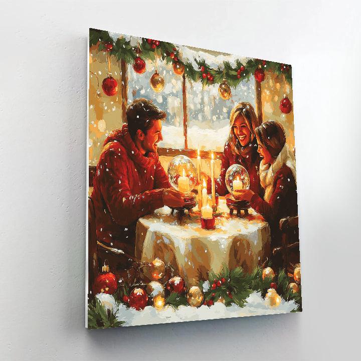 Candlelit Snow Globe Exchange painting number kit