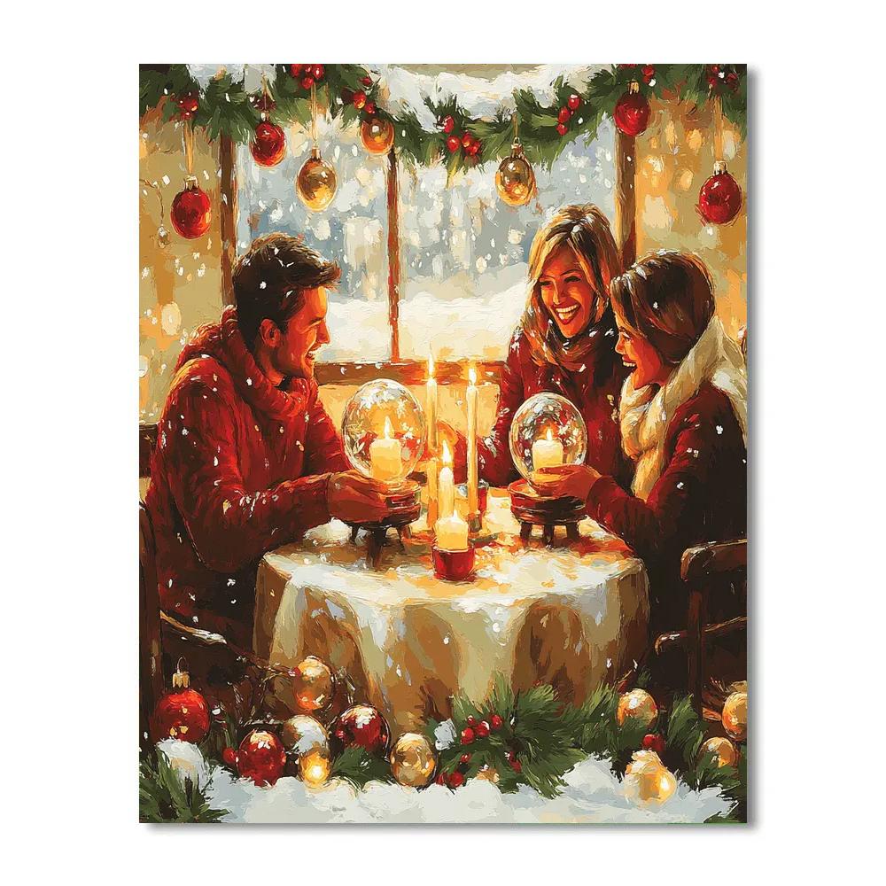 Candlelit Snow Globe Exchange painting number kit