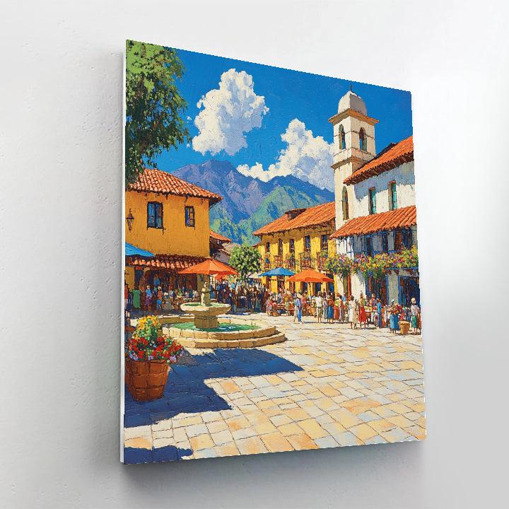 Sunlit Plaza With Historic Architecture In Cusco Peru Paint by numbers kits