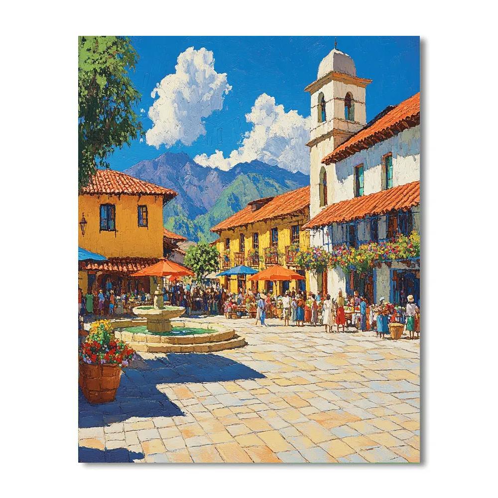 Sunlit Plaza With Historic Architecture In Cusco Peru Paint by numbers kits
