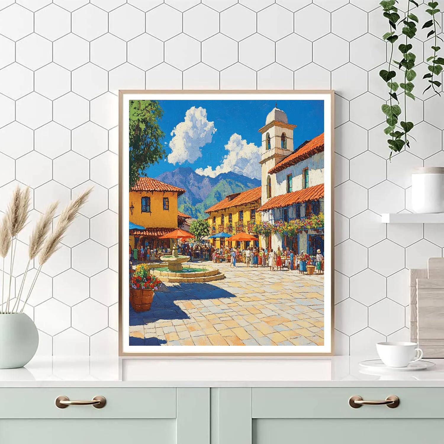 Sunlit Plaza With Historic Architecture In Cusco Peru Paint by numbers kits