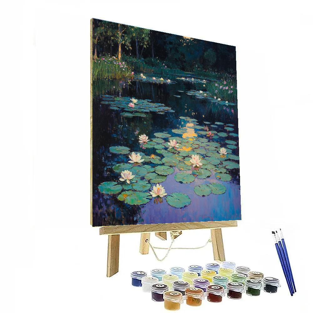 Claude Monet Inspired Summer Lily Pond With Violet Shadows painting number kit