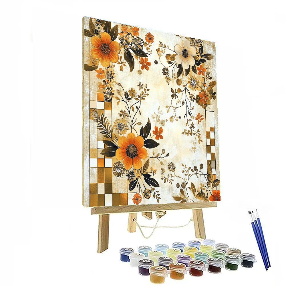 Gustav Klimt Inspired Radiant Floral Web Paint by numbers art