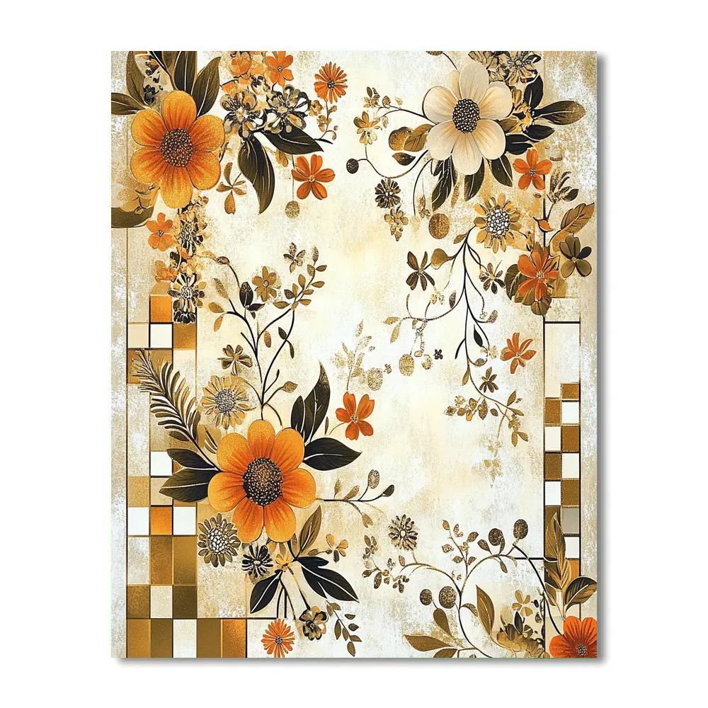 Gustav Klimt Inspired Radiant Floral Web Paint by numbers art