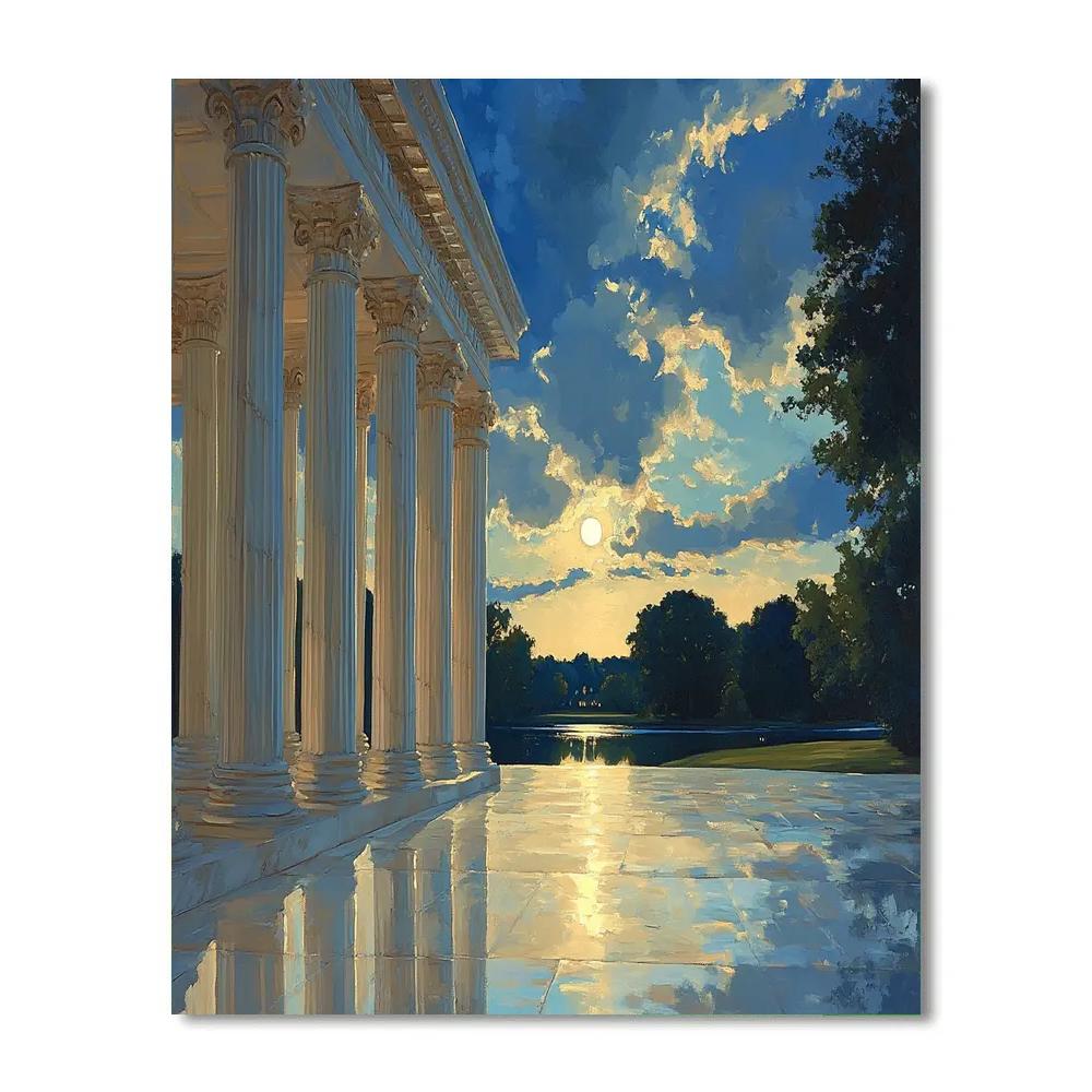 Ingres Inspired Moonlit Temple paint by numbers