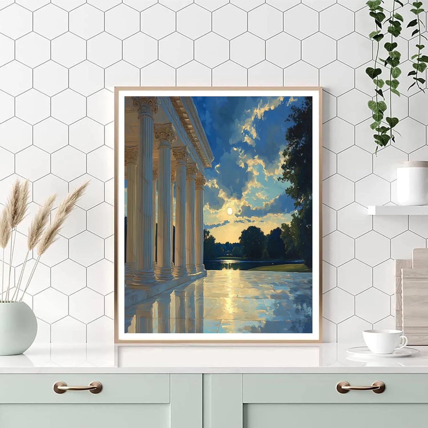 Ingres Inspired Moonlit Temple paint by numbers
