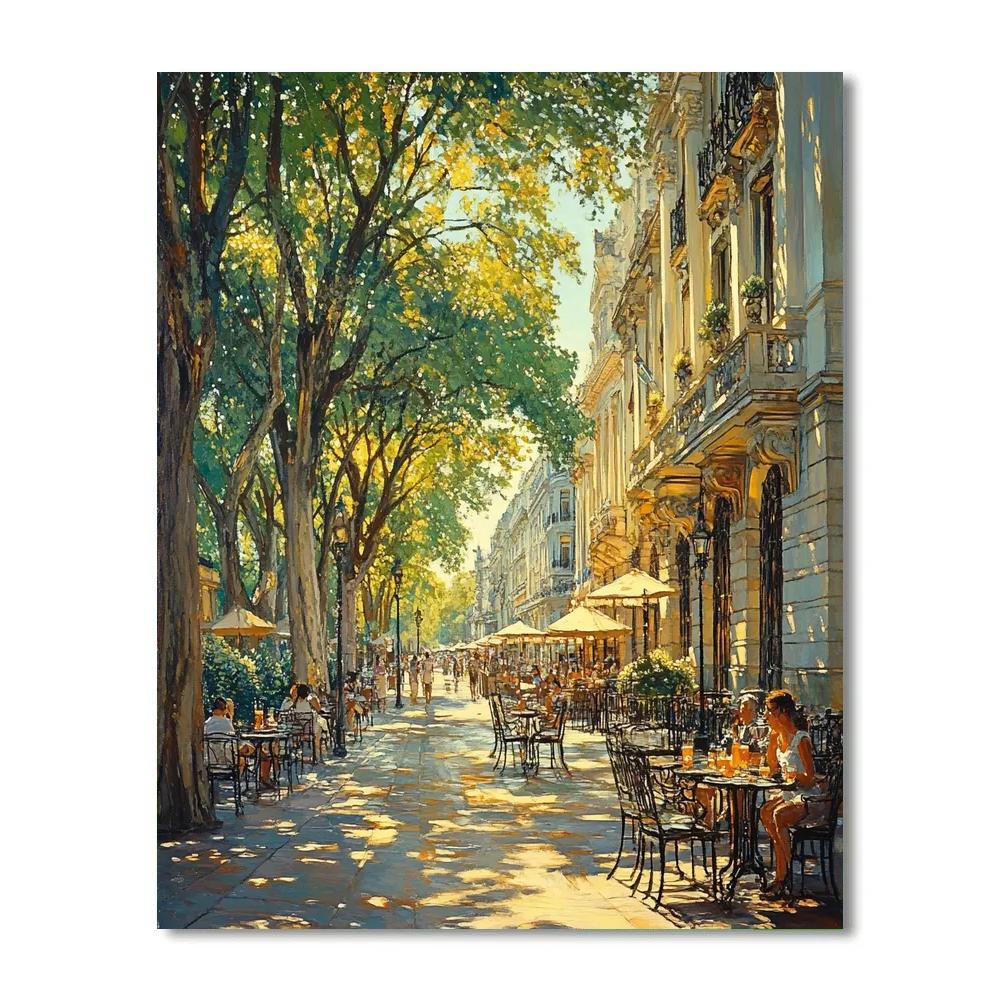 Green Tree-lined Streets And Outdoor Cafes In Buenos Aires Argentina Paint by numbers kits