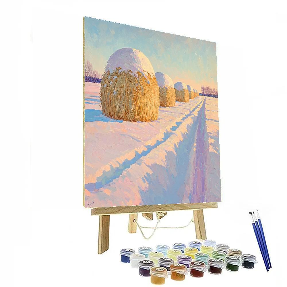 Claude Monet Inspired Late Day Light On Haystacks In Snow Paint by numbers kits
