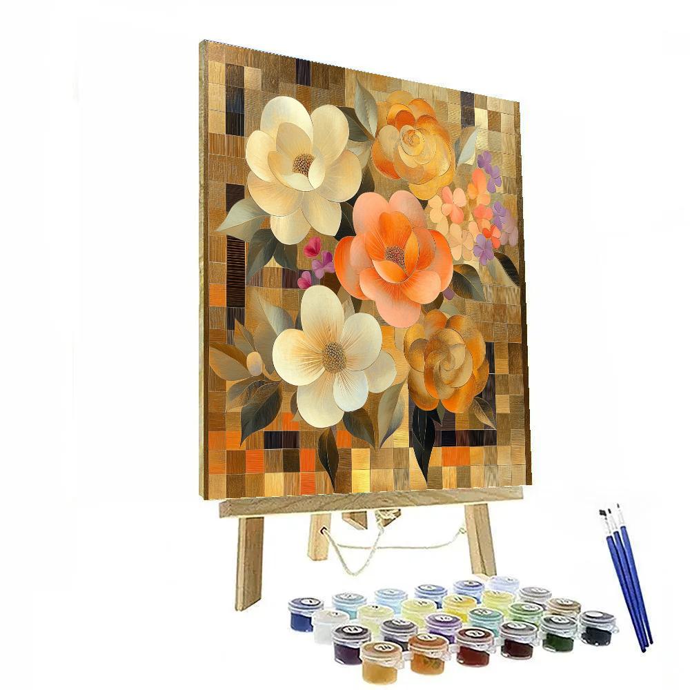 Gustav Klimt Inspired Sunset Golden Blooms paint by numbers