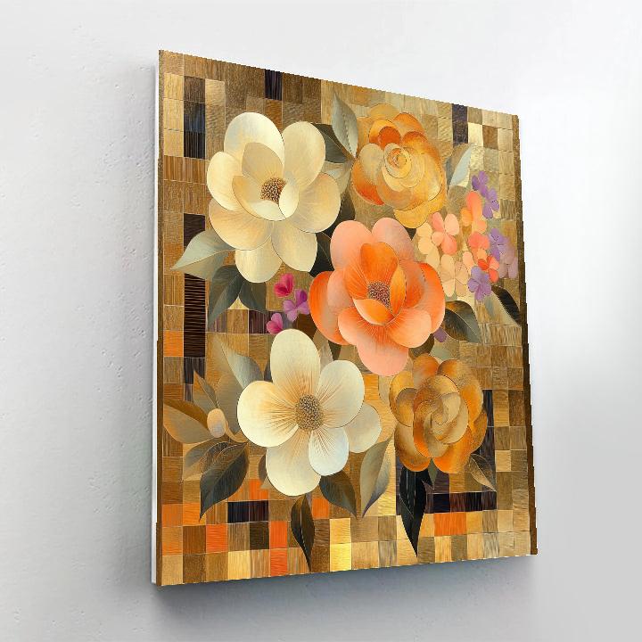 Gustav Klimt Inspired Sunset Golden Blooms paint by numbers