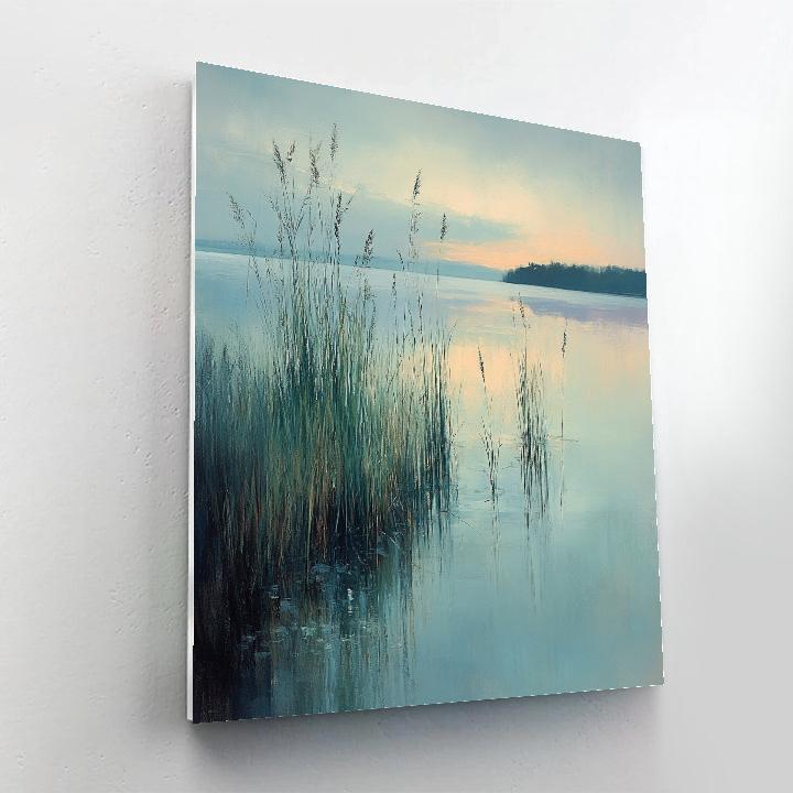 Claude Monet Inspired Lake Shore With Water Grasses At Dawn Numbered painting kits