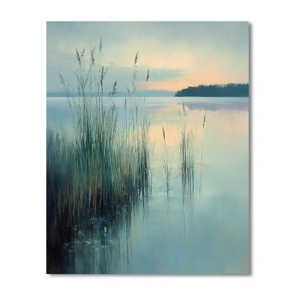 Claude Monet Inspired Lake Shore With Water Grasses At Dawn Numbered painting kits