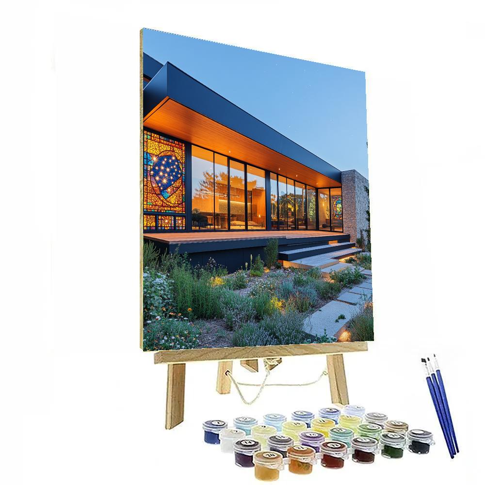 Frank Lloyd Wright Inspired Planetarium Prairie House Painting by numbers kit