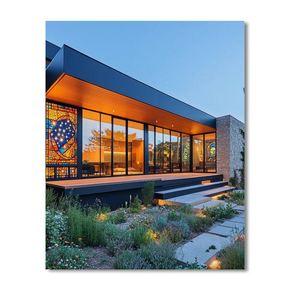 Frank Lloyd Wright Inspired Planetarium Prairie House Painting by numbers kit