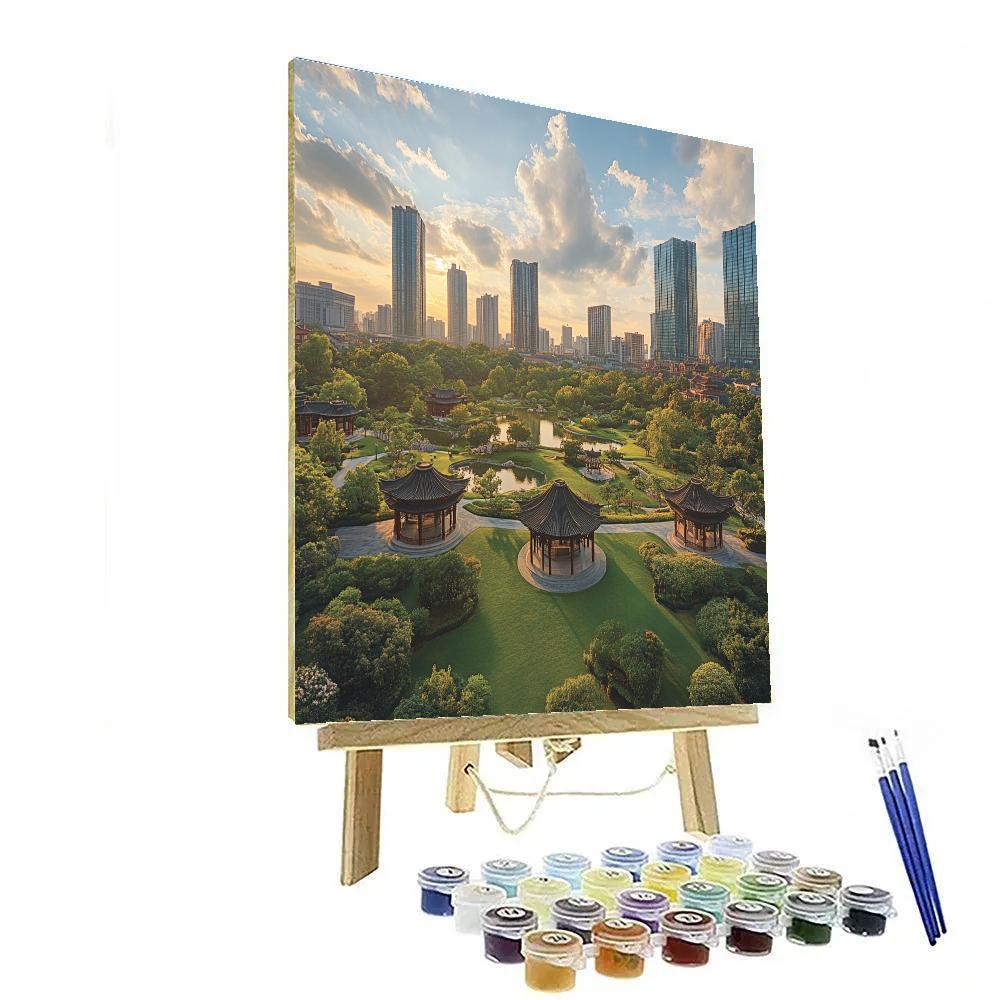 Panoramic View From Jingan Park Shanghai China Paint by numbers kits