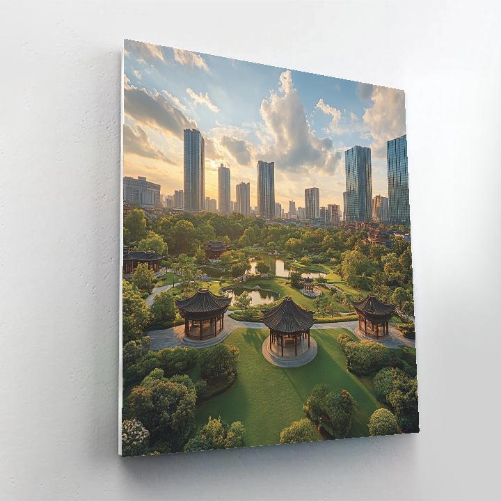 Panoramic View From Jingan Park Shanghai China Paint by numbers kits