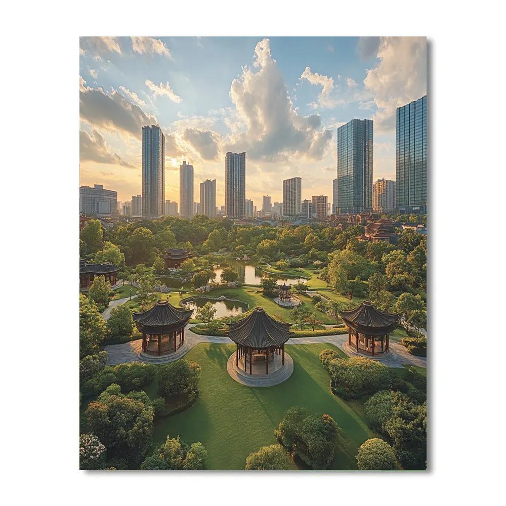 Panoramic View From Jingan Park Shanghai China Paint by numbers kits