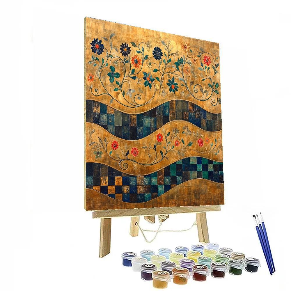 Gustav Klimt Inspired Abstract Floral Waves Painting by numbers kit
