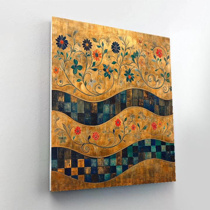 Gustav Klimt Inspired Abstract Floral Waves Painting by numbers kit
