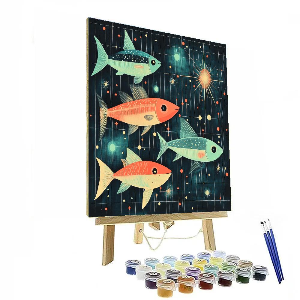 Klee Inspired Astral Fish DIY paint by numbers
