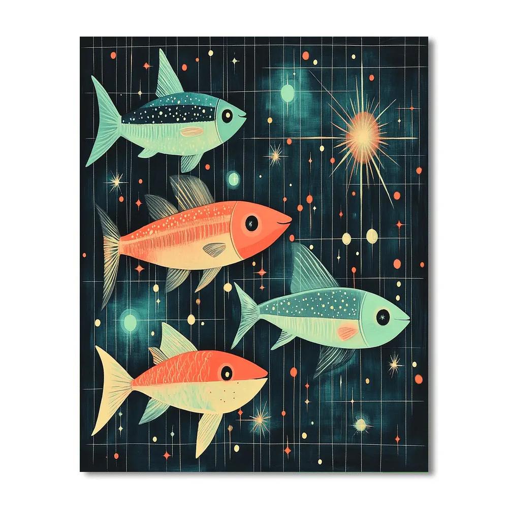 Klee Inspired Astral Fish DIY paint by numbers