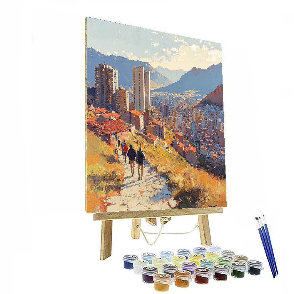 Santiago Skyline From San Cristobal Hill Chile Numbered painting kits