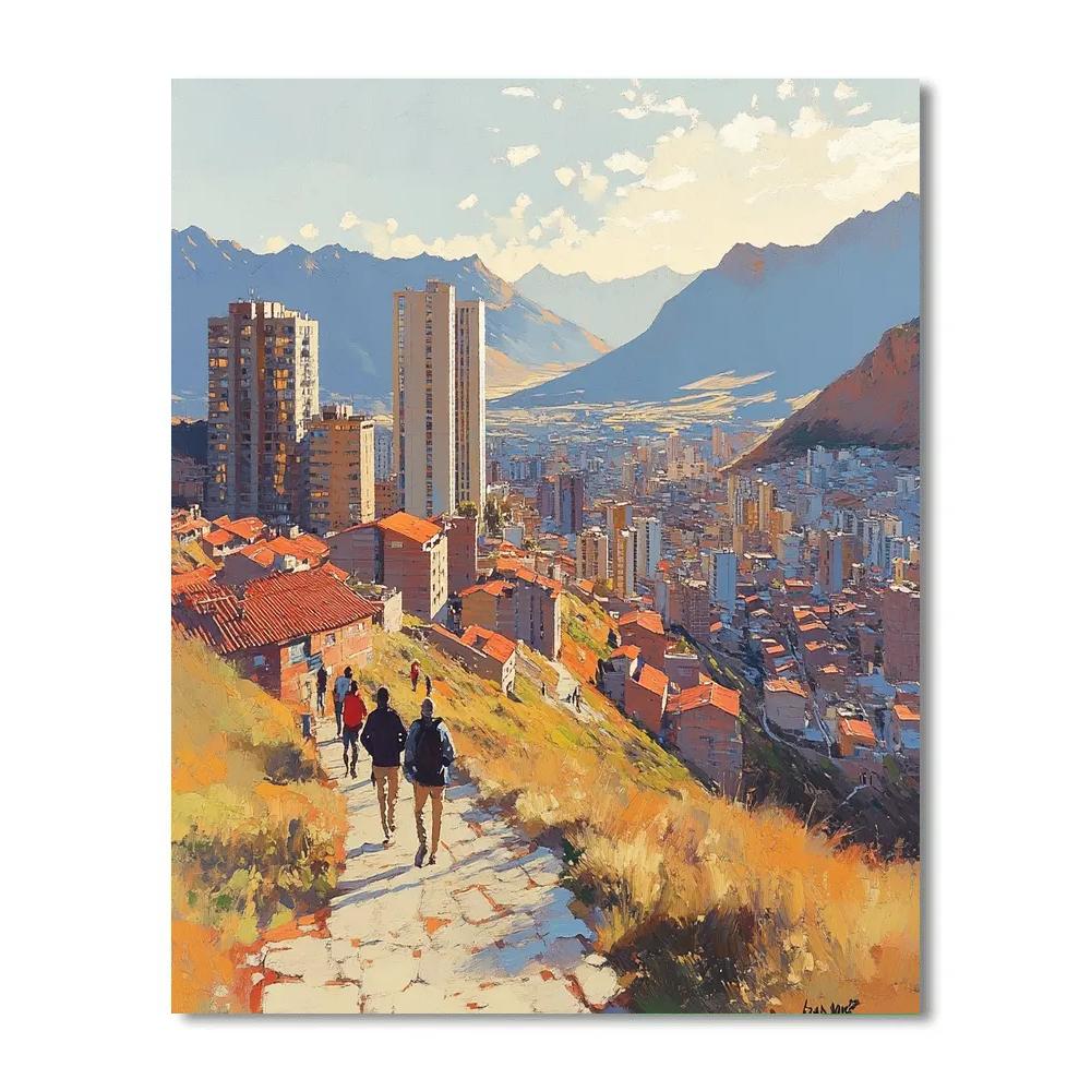 Santiago Skyline From San Cristobal Hill Chile Numbered painting kits
