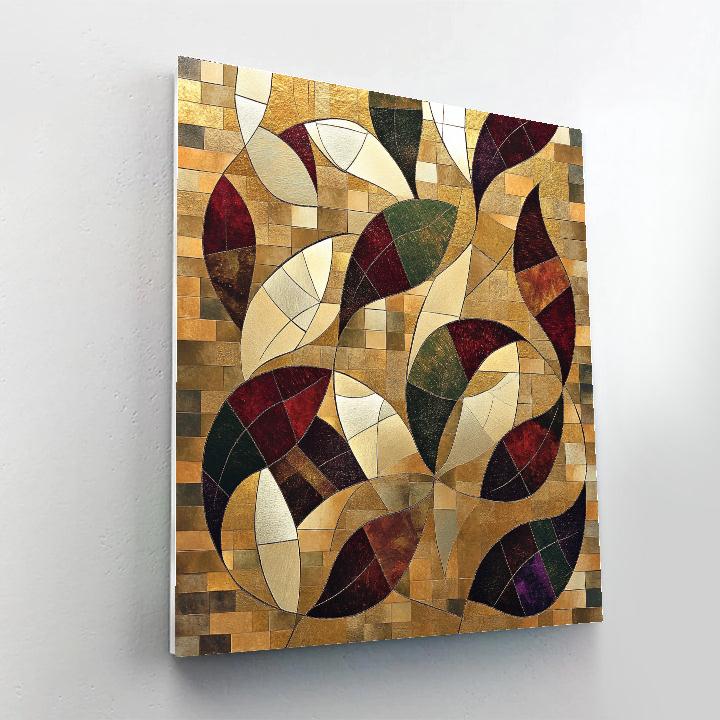 Gustav Klimt Inspired Geometric Leaf Medley Number painting