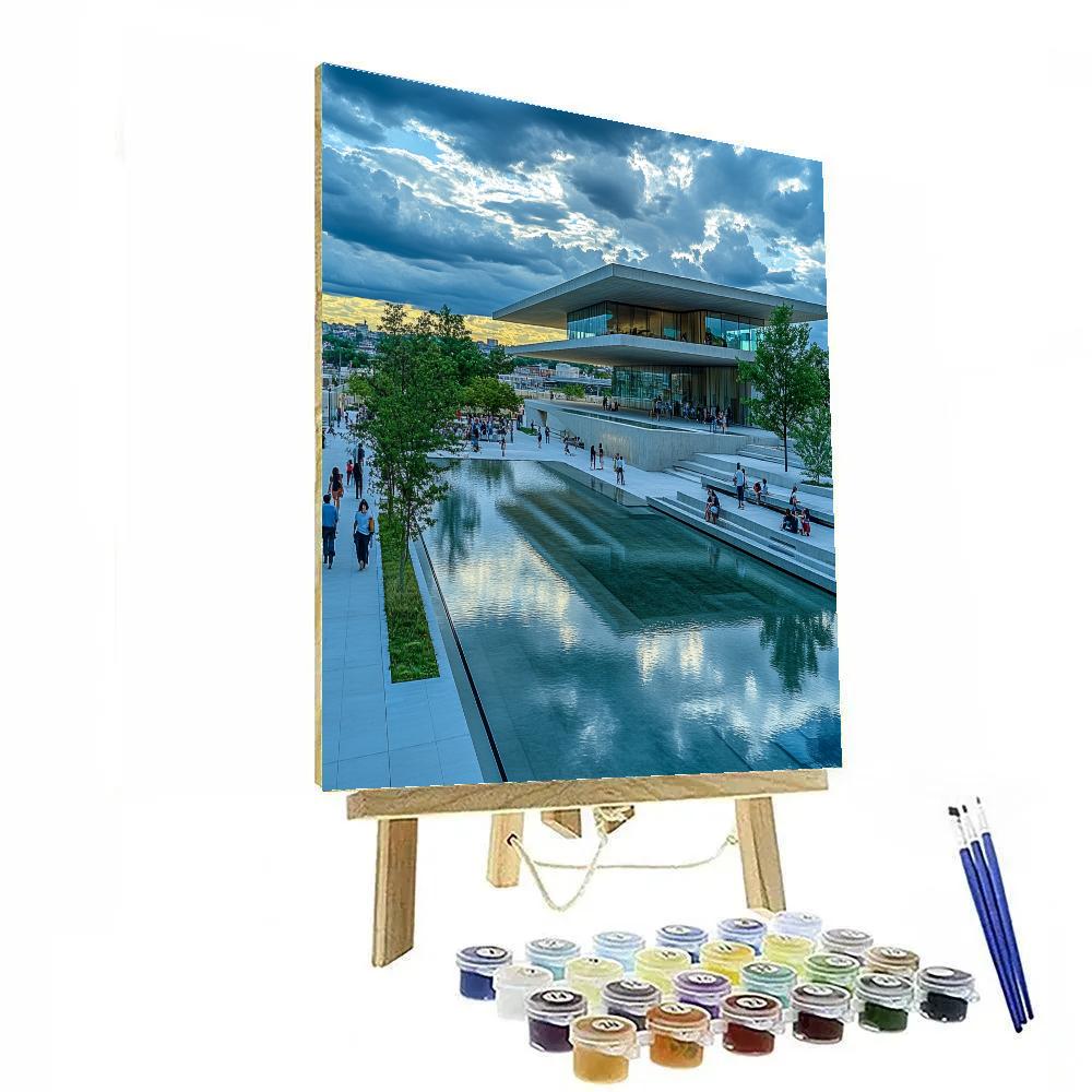 Modern Art Museum Facade With Reflecting Pools Mexico City Mexico DIY paint by numbers