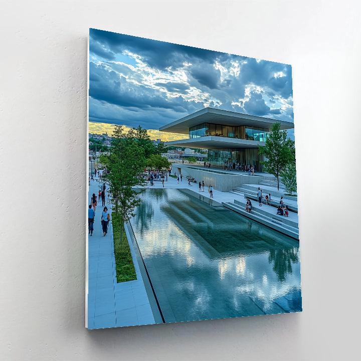 Modern Art Museum Facade With Reflecting Pools Mexico City Mexico DIY paint by numbers