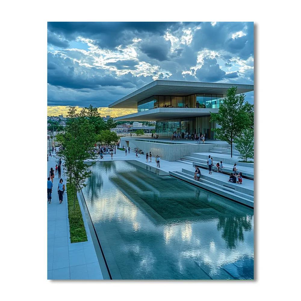 Modern Art Museum Facade With Reflecting Pools Mexico City Mexico DIY paint by numbers