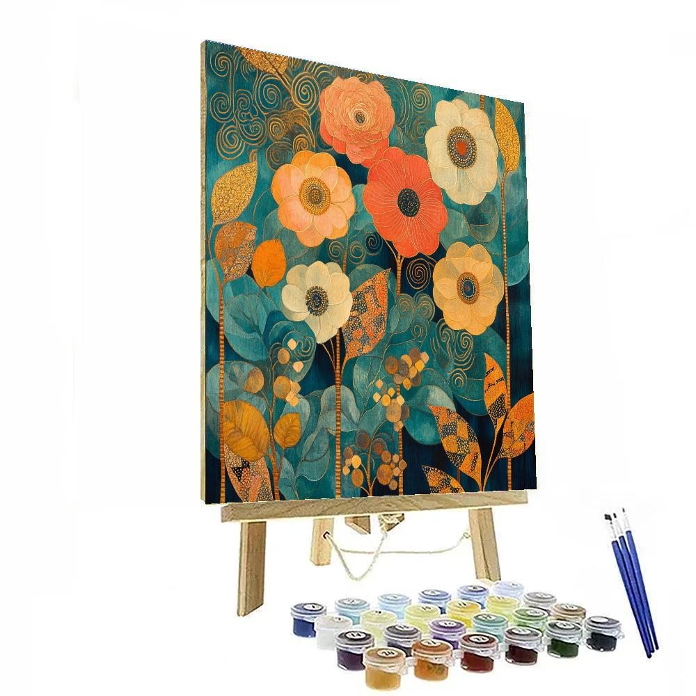 Gustav Klimt Inspired Radiant Floral Tapestry Paint by numbers art
