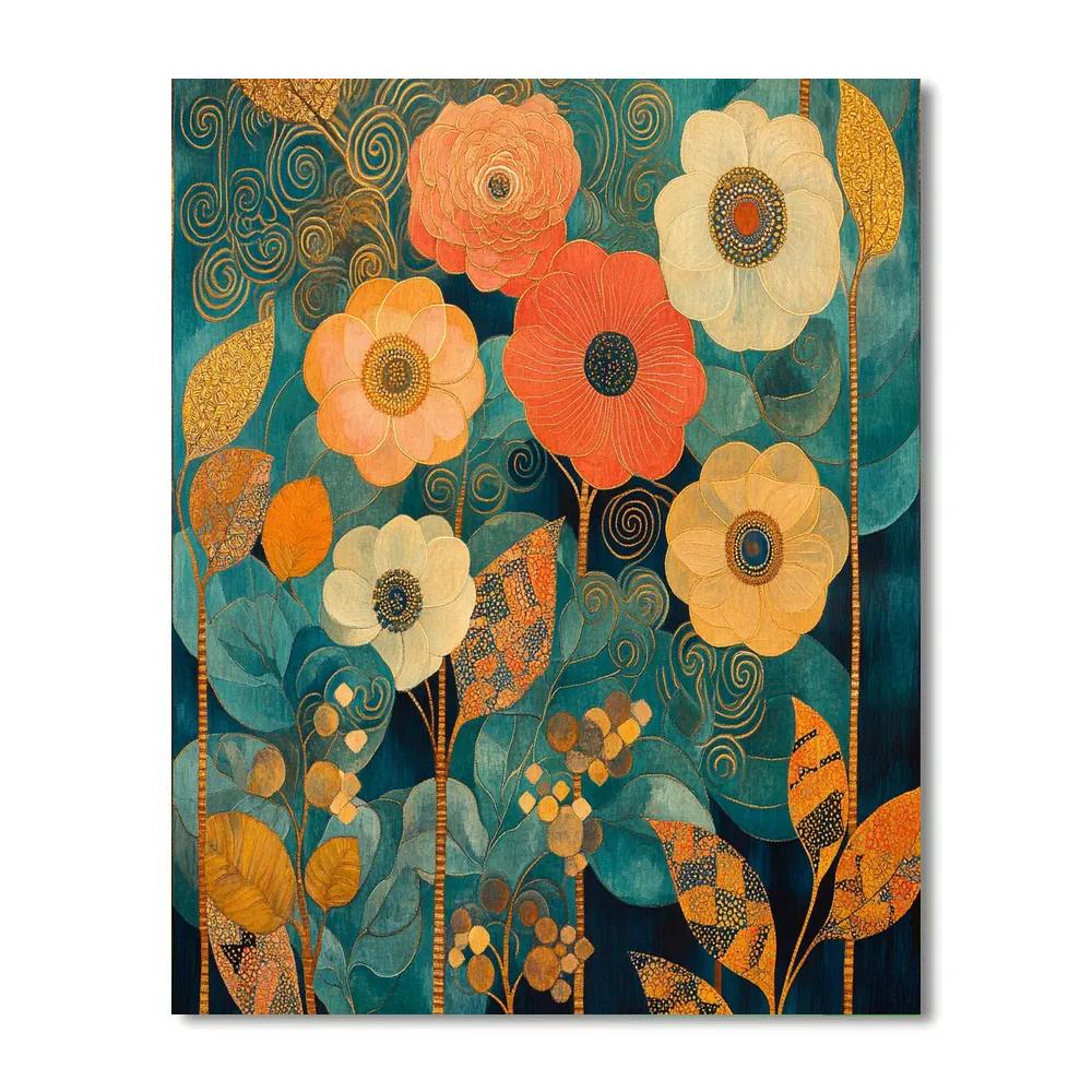 Gustav Klimt Inspired Radiant Floral Tapestry Paint by numbers art