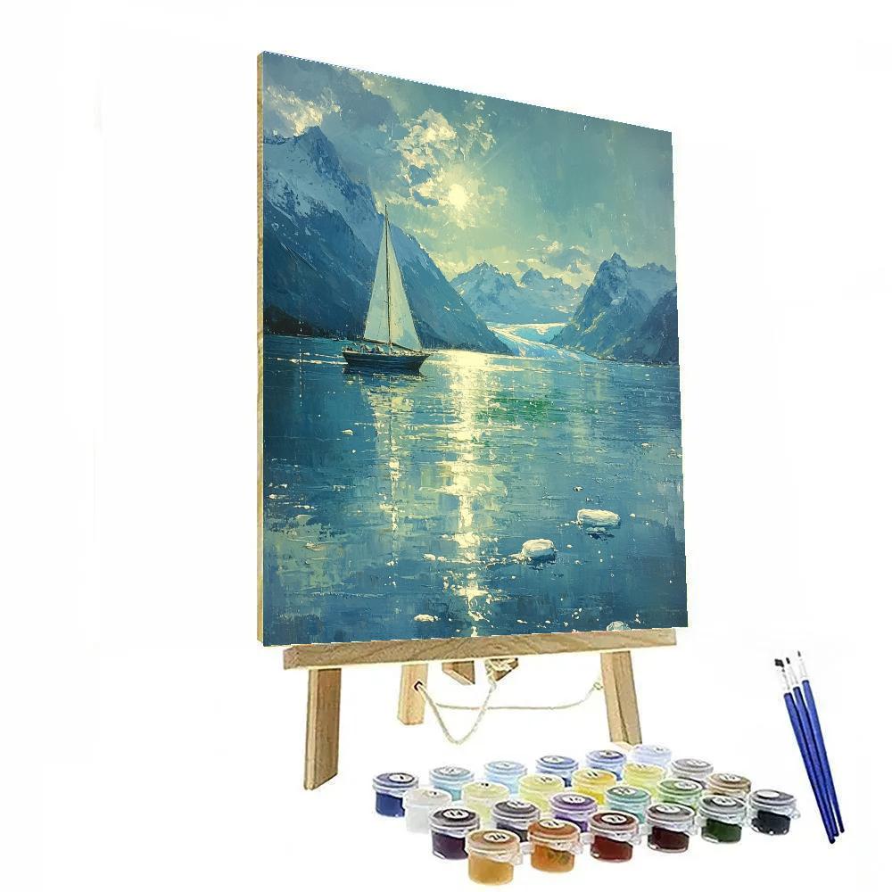 Sargent Inspired Glacier Under Aurora paint by color