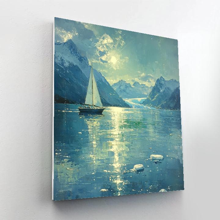 Sargent Inspired Glacier Under Aurora paint by color