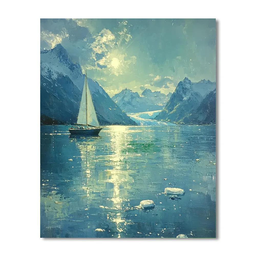 Sargent Inspired Glacier Under Aurora paint by color
