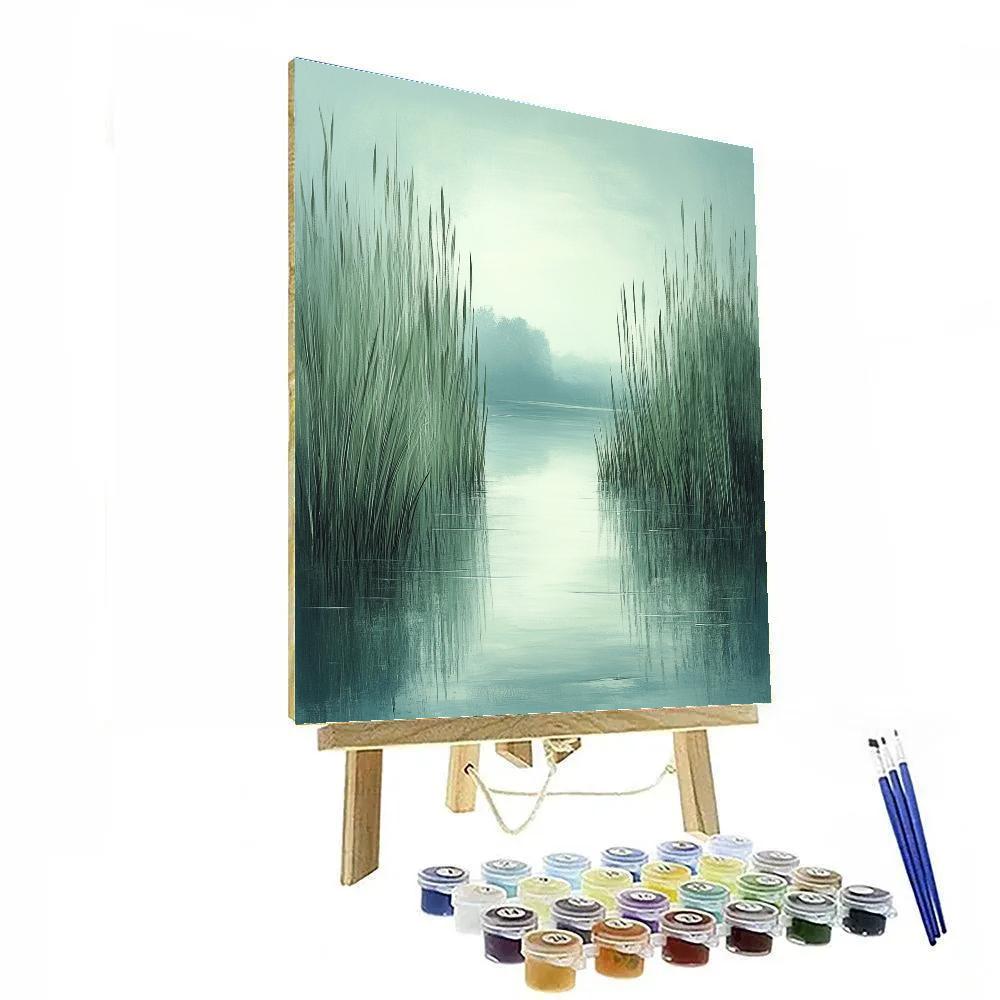 Claude Monet Inspired Misty Morning Over Reed Lagoon DIY paint by numbers