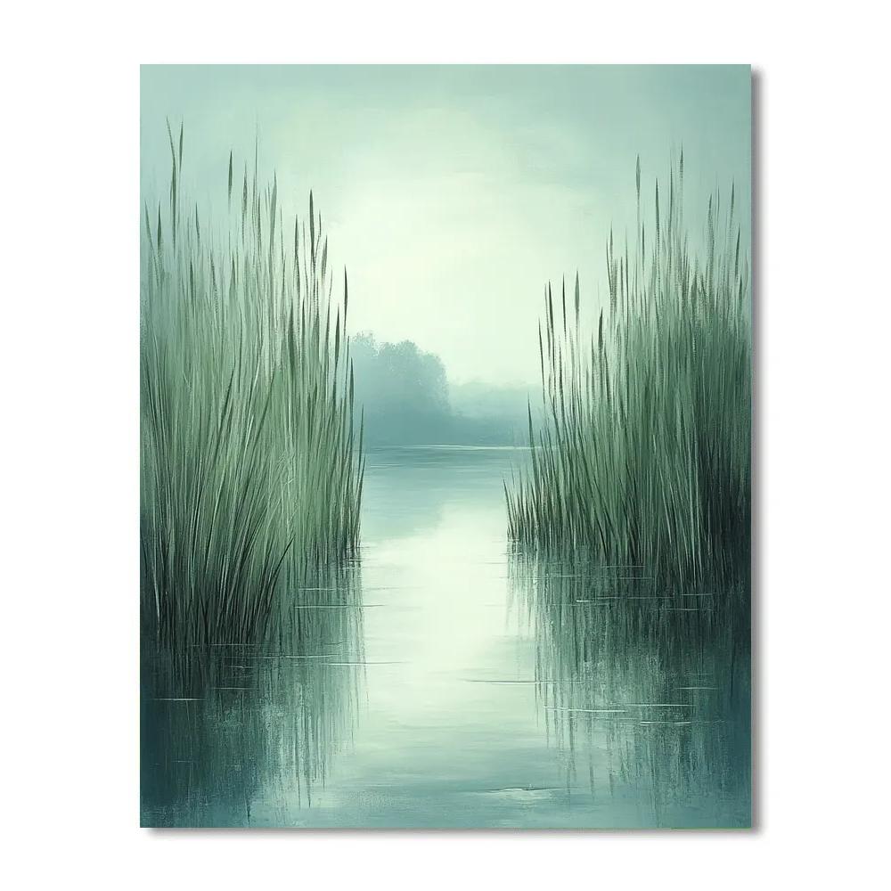 Claude Monet Inspired Misty Morning Over Reed Lagoon DIY paint by numbers