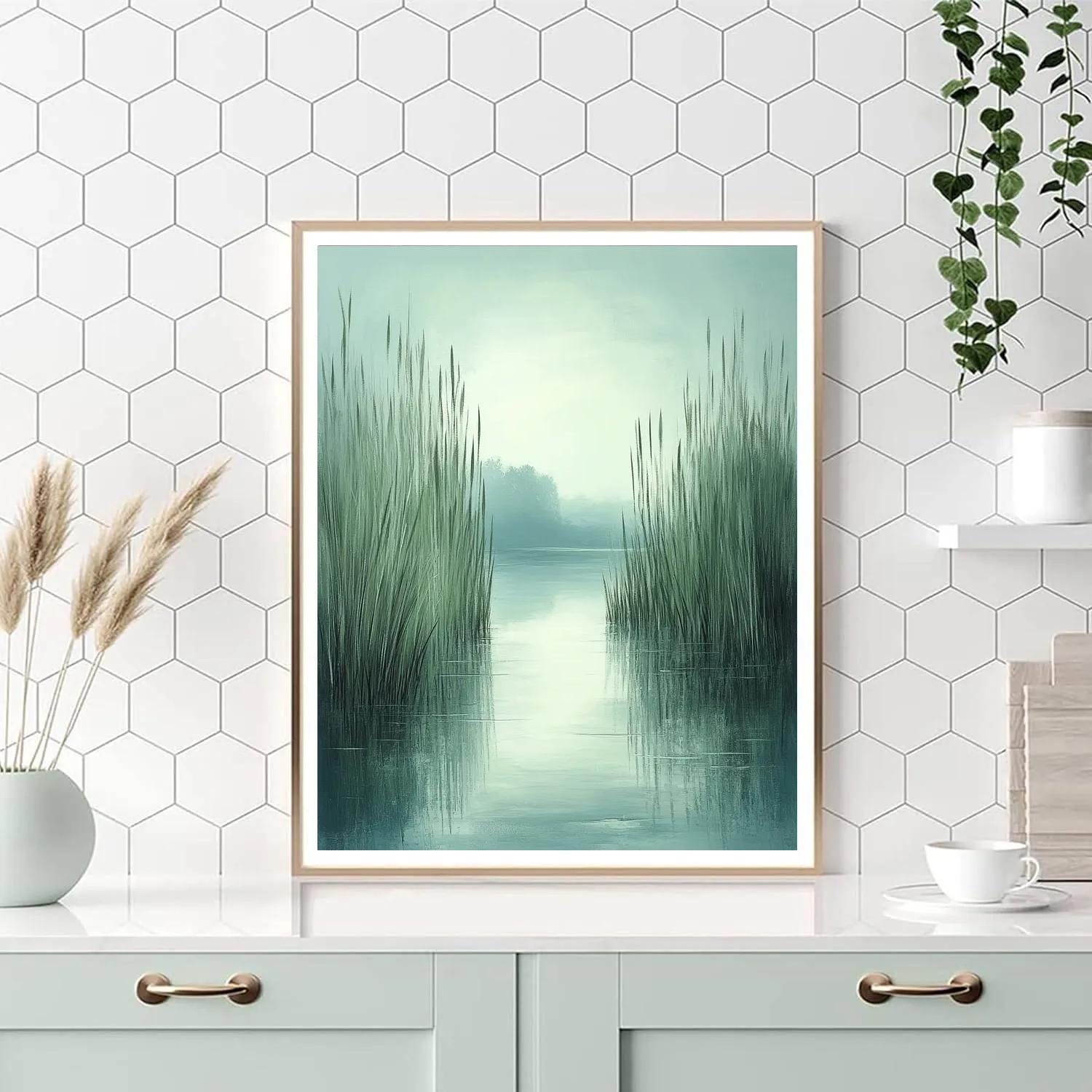 Claude Monet Inspired Misty Morning Over Reed Lagoon DIY paint by numbers