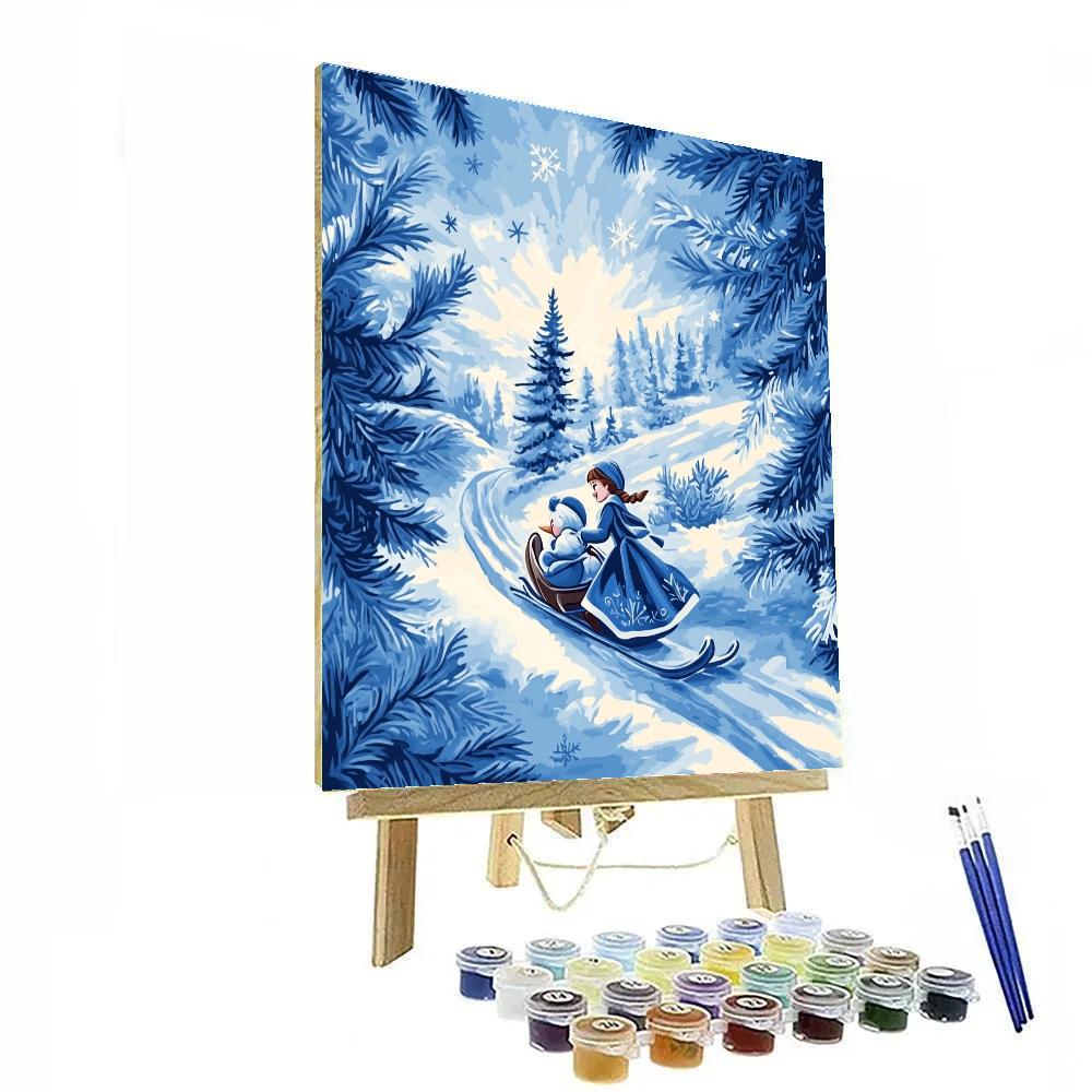 Anna And Olaf Snowy Sled Disney Inspired Numbered painting kits