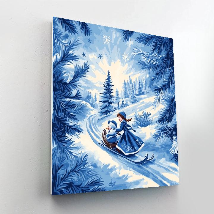 Anna And Olaf Snowy Sled Disney Inspired Numbered painting kits