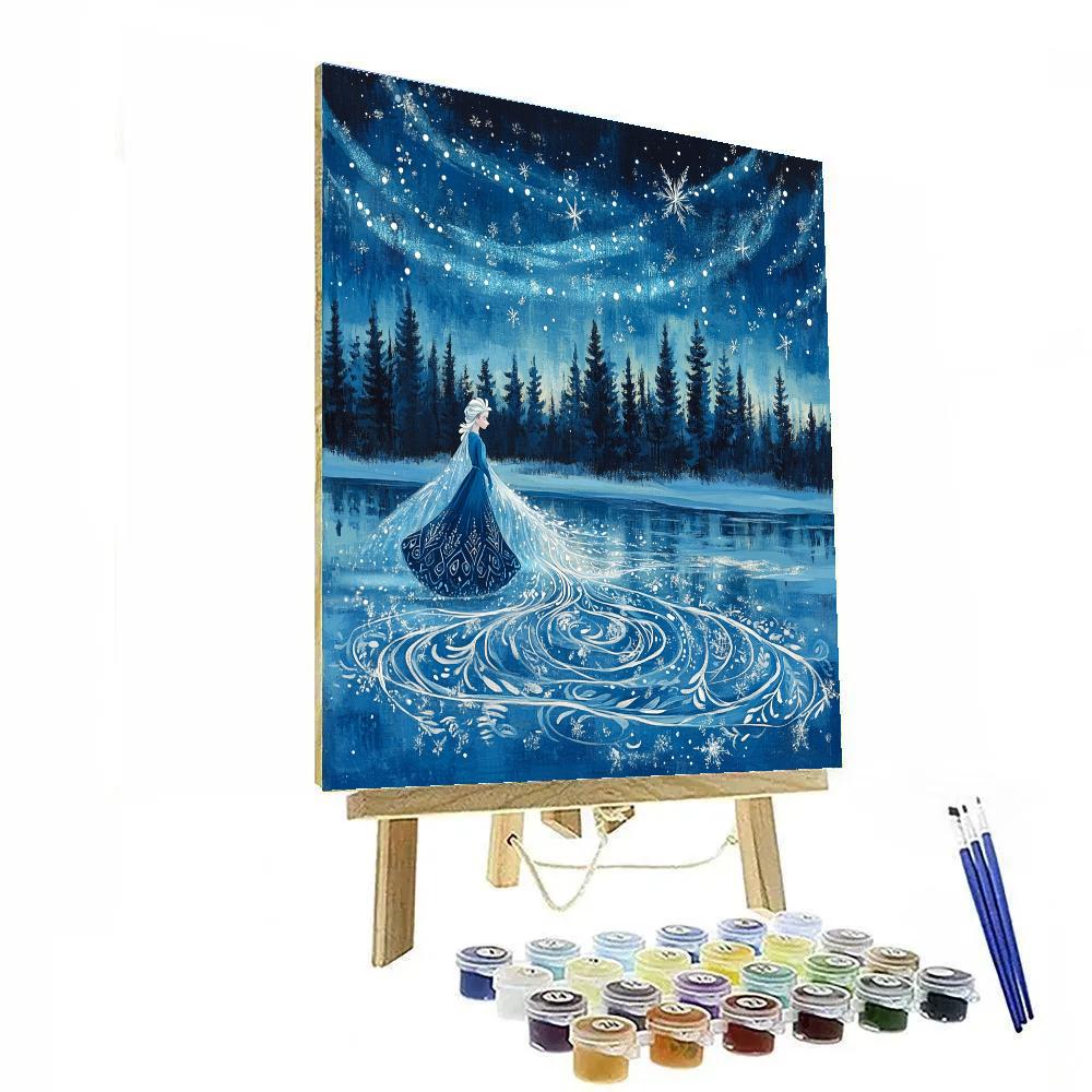 Elsa Frozen Lake Glow Disney Inspired Paint by numbers art