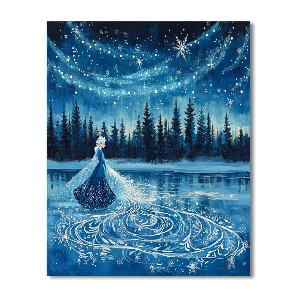 Elsa Frozen Lake Glow Disney Inspired Paint by numbers art