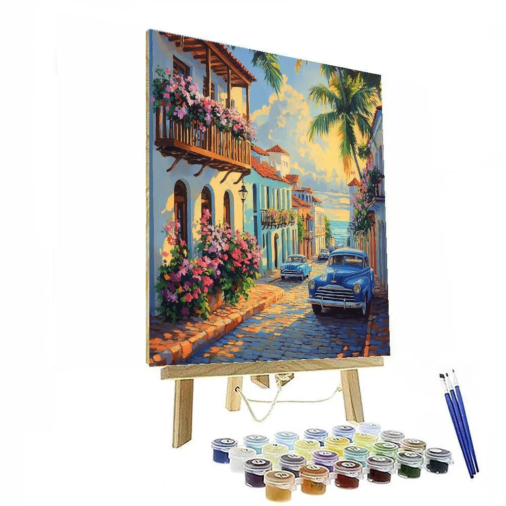 Historic District With Colorful Buildings In Havana Cuba Number painting
