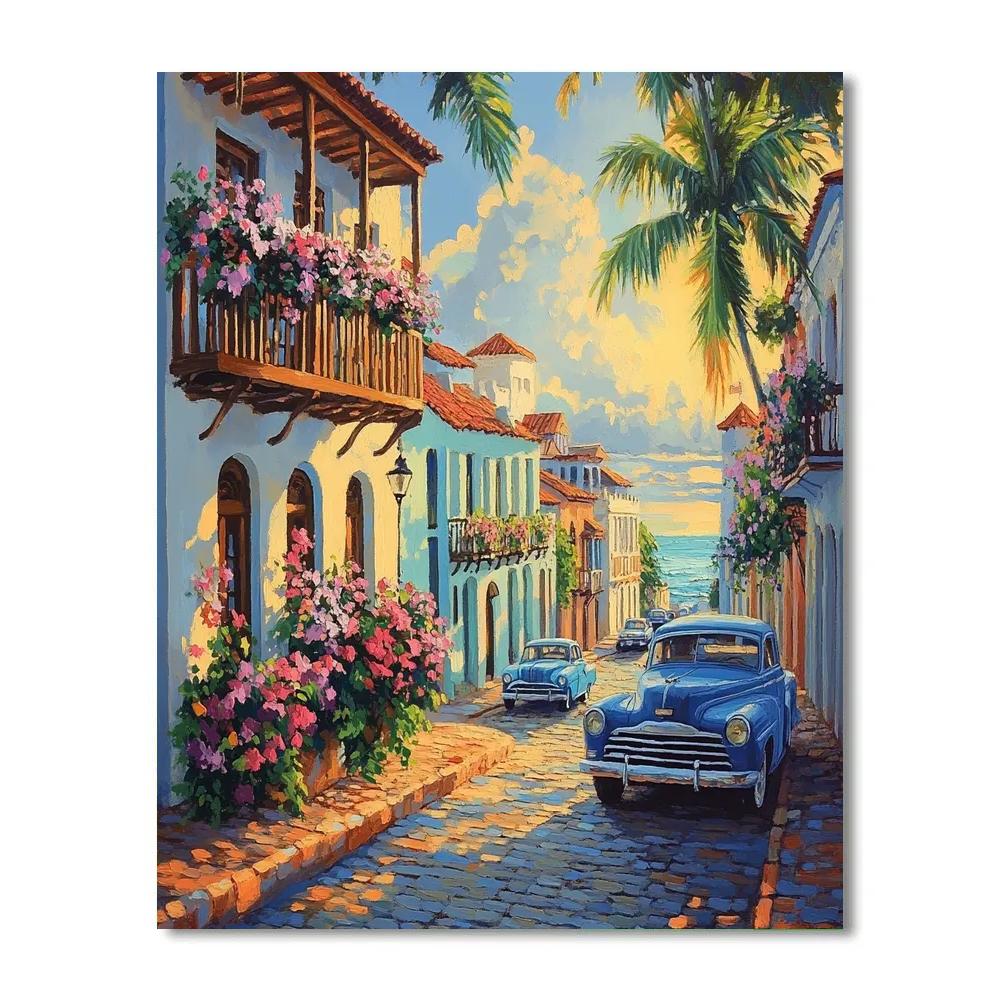 Historic District With Colorful Buildings In Havana Cuba Number painting
