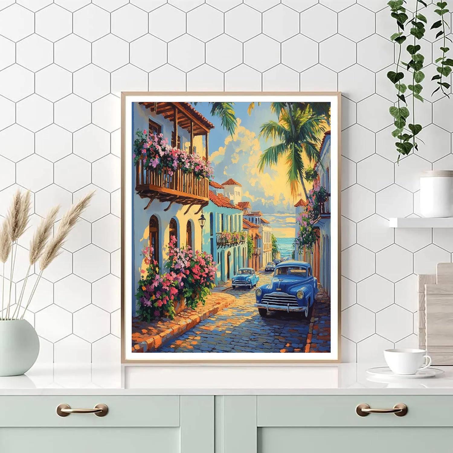 Historic District With Colorful Buildings In Havana Cuba Number painting