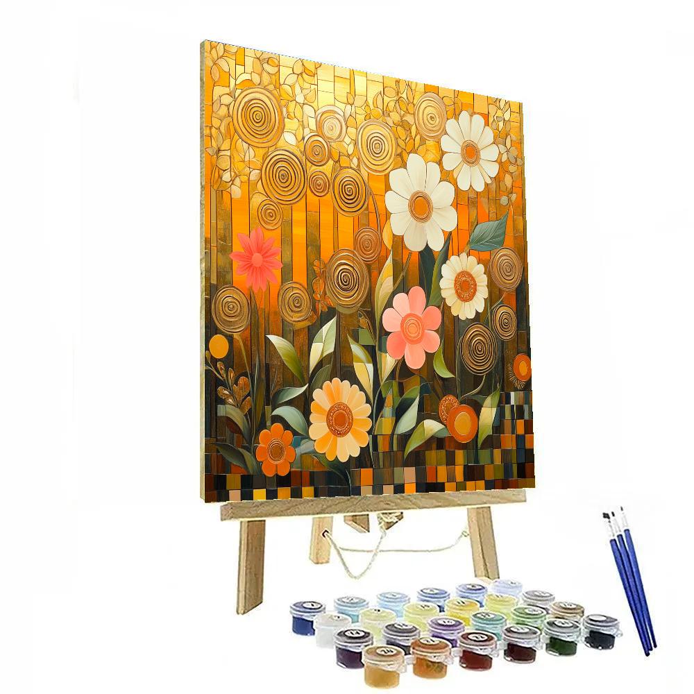 Gustav Klimt Inspired Golden Sunrise Garden Paint by numbers kits